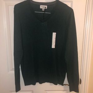 Green v-neck sweater
